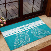 New Zealand Silver Fern Cricket Custom Rubber Doormat Black Cap Teal Maori Pattern LT14 - Polynesian Pride