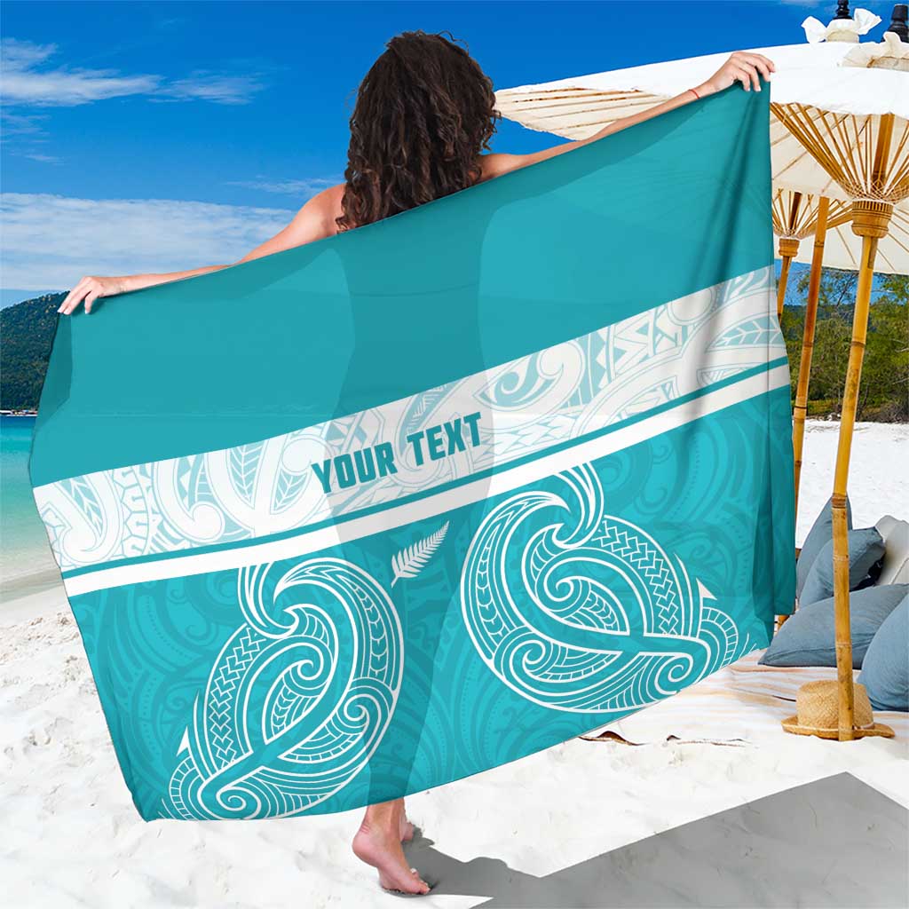 New Zealand Silver Fern Cricket Custom Sarong Black Cap Teal Maori Pattern LT14 One Size 44 x 66 inches Teal - Polynesian Pride
