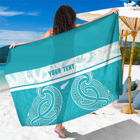 New Zealand Silver Fern Cricket Custom Sarong Black Cap Teal Maori Pattern LT14 One Size 44 x 66 inches Teal - Polynesian Pride