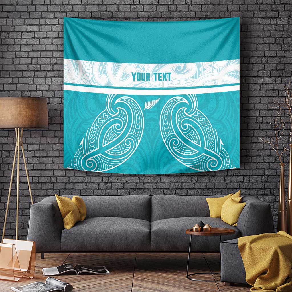 New Zealand Silver Fern Cricket Custom Tapestry Black Cap Teal Maori Pattern LT14 Teal - Polynesian Pride