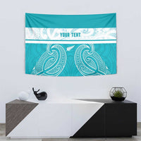 New Zealand Silver Fern Cricket Custom Tapestry Black Cap Teal Maori Pattern LT14 - Polynesian Pride