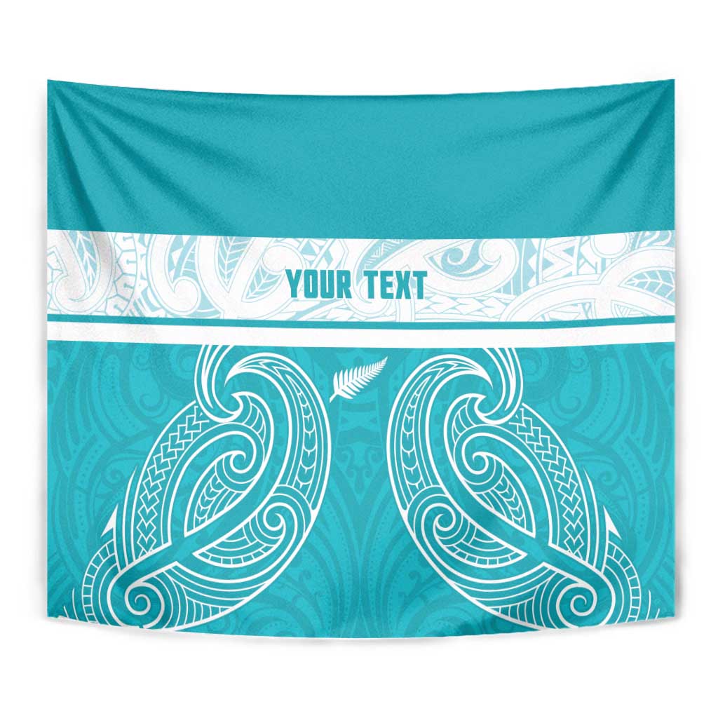 New Zealand Silver Fern Cricket Custom Tapestry Black Cap Teal Maori Pattern LT14 - Polynesian Pride