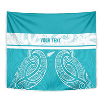 New Zealand Silver Fern Cricket Custom Tapestry Black Cap Teal Maori Pattern LT14 - Polynesian Pride