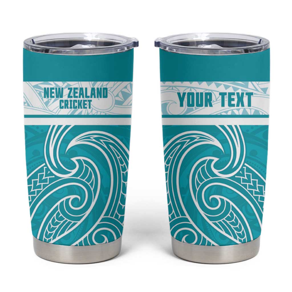 New Zealand Silver Fern Cricket Custom Tumbler Cup Black Cap Teal Maori Pattern LT14 Teal - Polynesian Pride