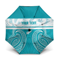 New Zealand Silver Fern Cricket Custom Umbrella Black Cap Teal Maori Pattern LT14 One Size Folded 11.42 inch Opened Diameter 37.4 inch Teal - Polynesian Pride
