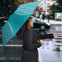 New Zealand Silver Fern Cricket Custom Umbrella Black Cap Teal Maori Pattern LT14 - Polynesian Pride