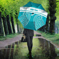 New Zealand Silver Fern Cricket Custom Umbrella Black Cap Teal Maori Pattern LT14 - Polynesian Pride