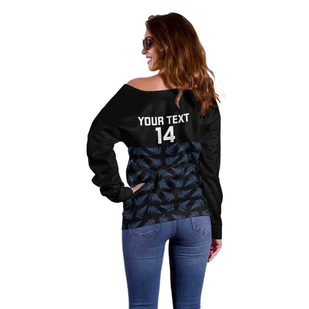 New Zealand Silver Fern Cricket Custom Off Shoulder Sweater Black Cap T20 Version LT14 - Polynesian Pride