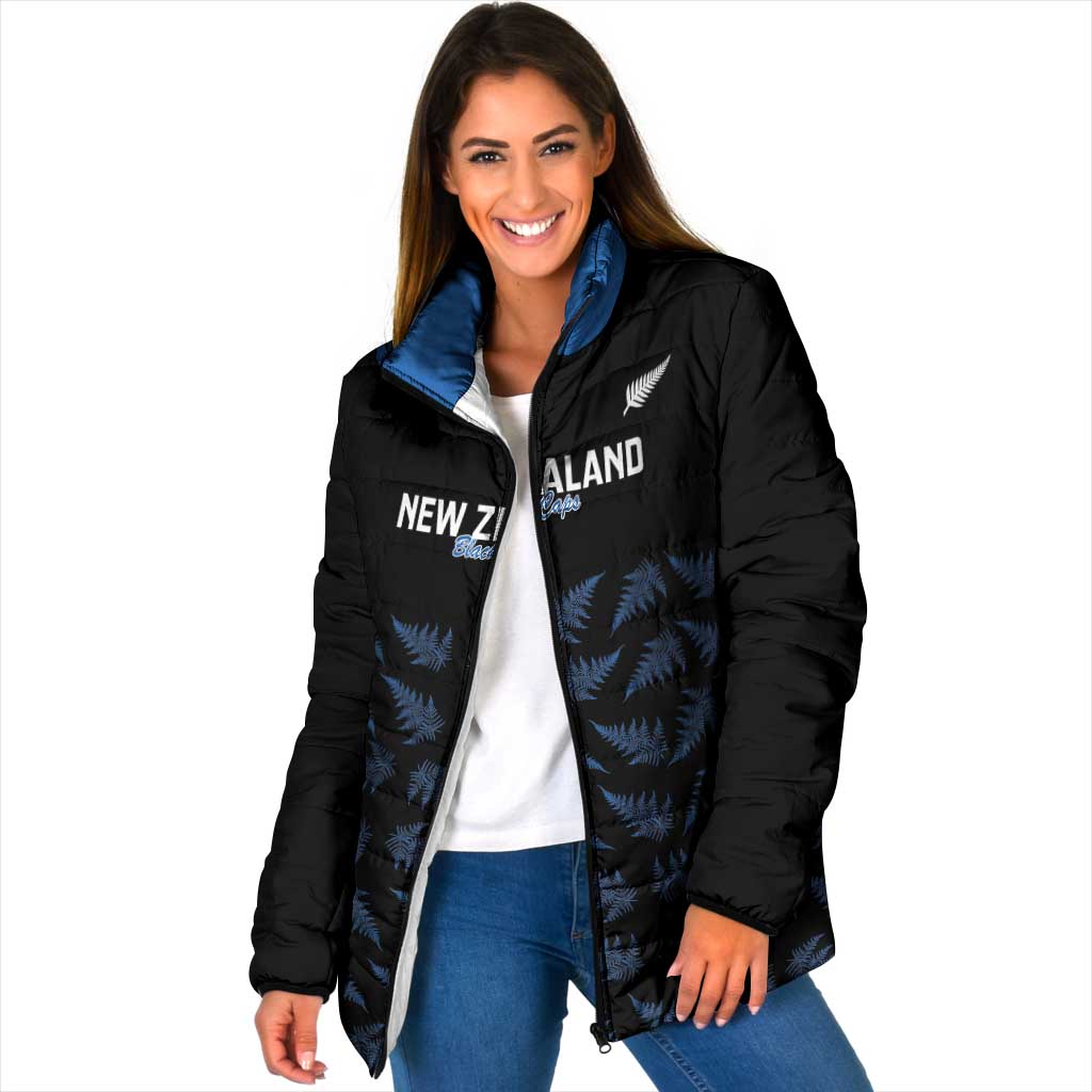 New Zealand Silver Fern Cricket Custom Padded Jacket Black Cap T20 Version LT14 Women Black - Polynesian Pride
