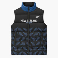 New Zealand Silver Fern Cricket Custom Sleeveless Puffer Jacket Black Cap T20 Version LT14 Unisex Black - Polynesian Pride