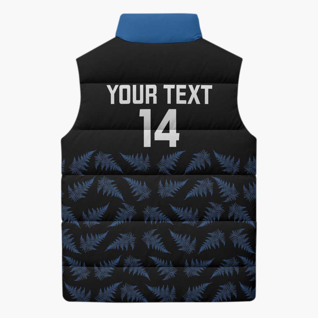 New Zealand Silver Fern Cricket Custom Sleeveless Puffer Jacket Black Cap T20 Version LT14 - Polynesian Pride