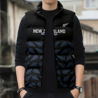 New Zealand Silver Fern Cricket Custom Sleeveless Puffer Jacket Black Cap T20 Version LT14 - Polynesian Pride
