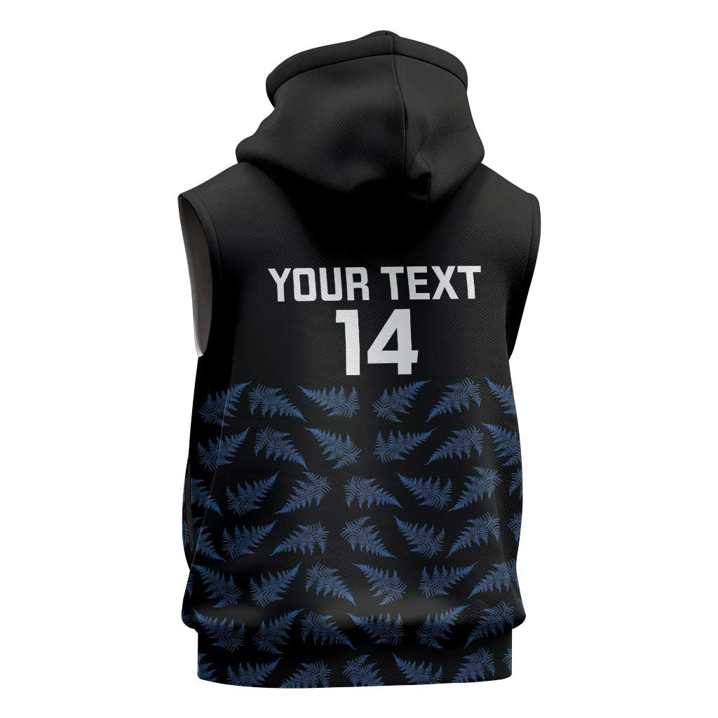New Zealand Silver Fern Cricket Custom Sleeveless Zip Hoodie Black Cap T20 Version LT14 - Polynesian Pride