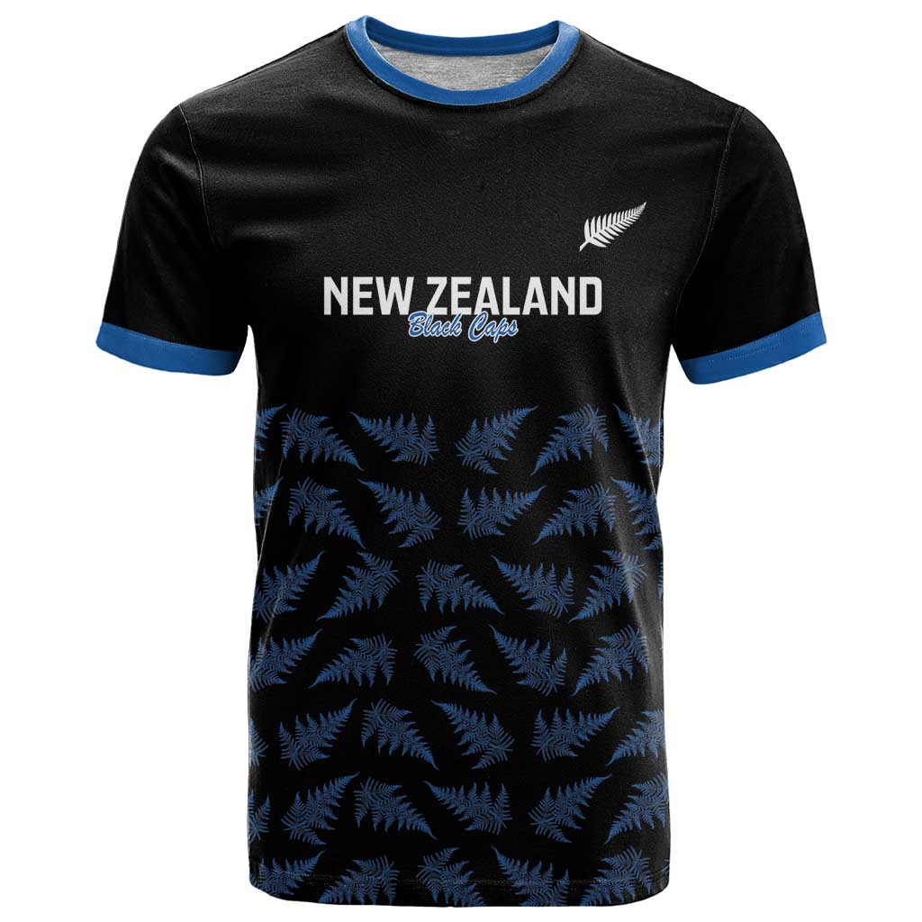 New Zealand Silver Fern Cricket Custom T Shirt Black Cap T20 Version LT14 Black - Polynesian Pride