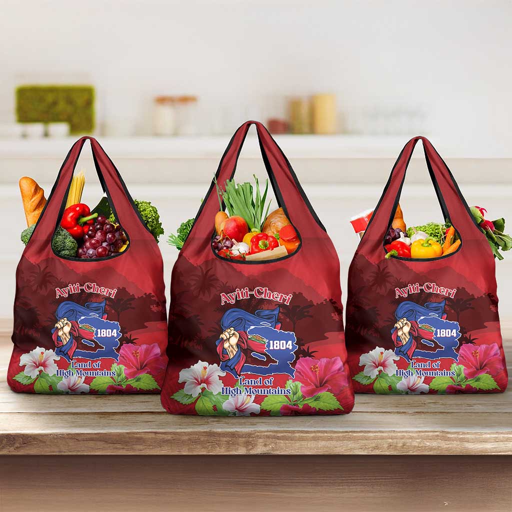 Ayiti-Cheri Independence Day Grocery Bag Land of High Mountains LT14 3-pack One Size Red - Polynesian Pride