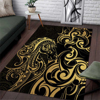 Gold And Black Aotearoa Horse Racing Area Rug NZ Maori Pattern LT14 Black - Polynesian Pride