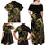 Gold And Black Aoteara Horse Racing Family Matching Off Shoulder Maxi Dress and Hawaiian Shirt NZ Maori Pattern