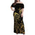 Gold And Black Aoteara Horse Racing Family Matching Off Shoulder Maxi Dress and Hawaiian Shirt NZ Maori Pattern