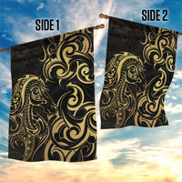 Gold And Black Aotearoa Horse Racing Garden Flag NZ Maori Pattern LT14 - Polynesian Pride