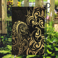 Gold And Black Aotearoa Horse Racing Garden Flag NZ Maori Pattern LT14 Garden Flag Black - Polynesian Pride
