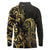 Gold And Black Aoteara Horse Racing Long Sleeve Polo Shirt NZ Maori Pattern