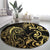 Gold And Black Aoteara Horse Racing Round Carpet NZ Maori Pattern