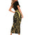 Gold And Black Aoteara Horse Racing Short Sleeve Bodycon Dress NZ Maori Pattern