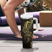 Gold And Black Aotearoa Horse Racing Tumbler With Handle NZ Maori Pattern LT14 - Polynesian Pride