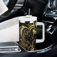 Gold And Black Aotearoa Horse Racing Tumbler With Handle NZ Maori Pattern LT14 - Polynesian Pride