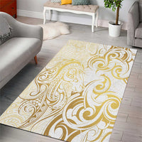 Gold And White Aotearoa Horse Racing Area Rug NZ Maori Pattern LT14 - Polynesian Pride
