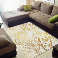 Gold And White Aotearoa Horse Racing Area Rug NZ Maori Pattern LT14 - Polynesian Pride