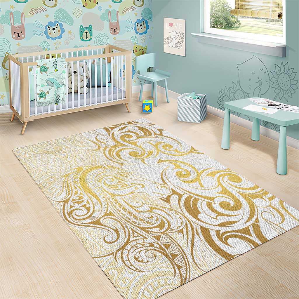 Gold And White Aotearoa Horse Racing Area Rug NZ Maori Pattern LT14 - Polynesian Pride