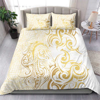 Gold And White Aotearoa Horse Racing Bedding Set NZ Maori Pattern LT14 - Polynesian Pride