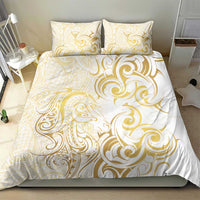 Gold And White Aotearoa Horse Racing Bedding Set NZ Maori Pattern LT14 - Polynesian Pride