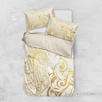 Gold And White Aotearoa Horse Racing Bedding Set NZ Maori Pattern LT14 US Twin 172cm x 218cm White - Polynesian Pride