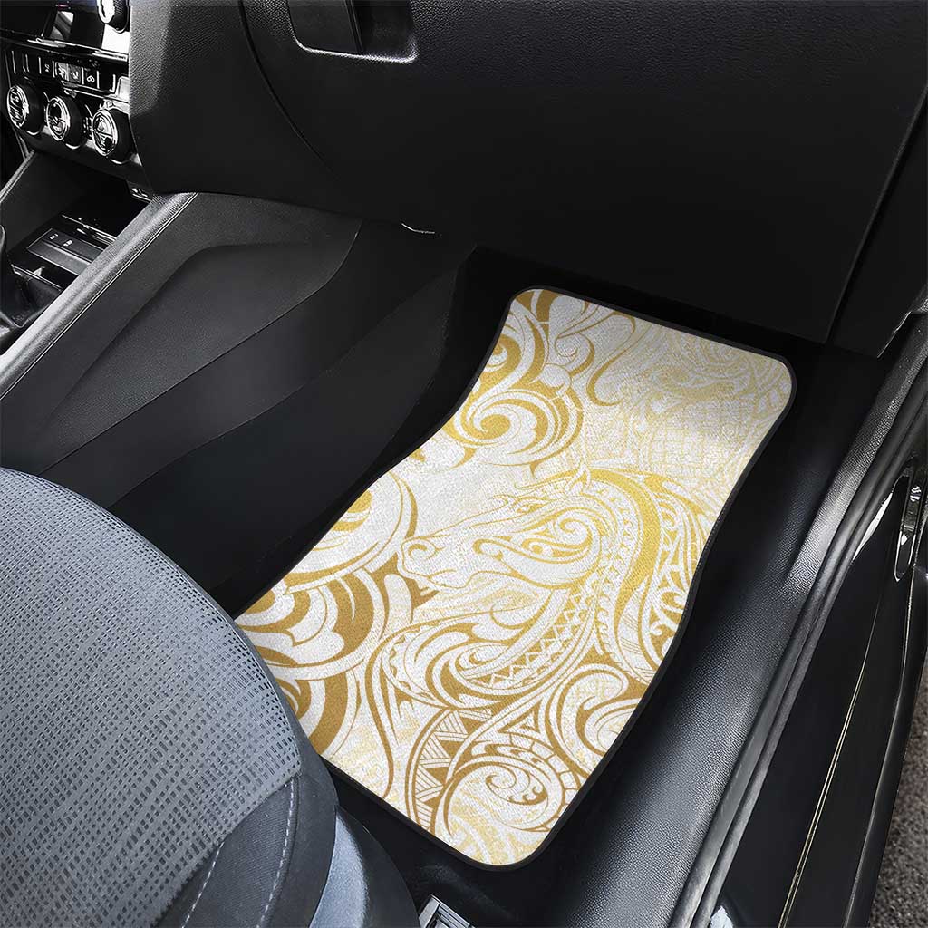 Gold And White Aotearoa Horse Racing Car Mats NZ Maori Pattern LT14 - Polynesian Pride