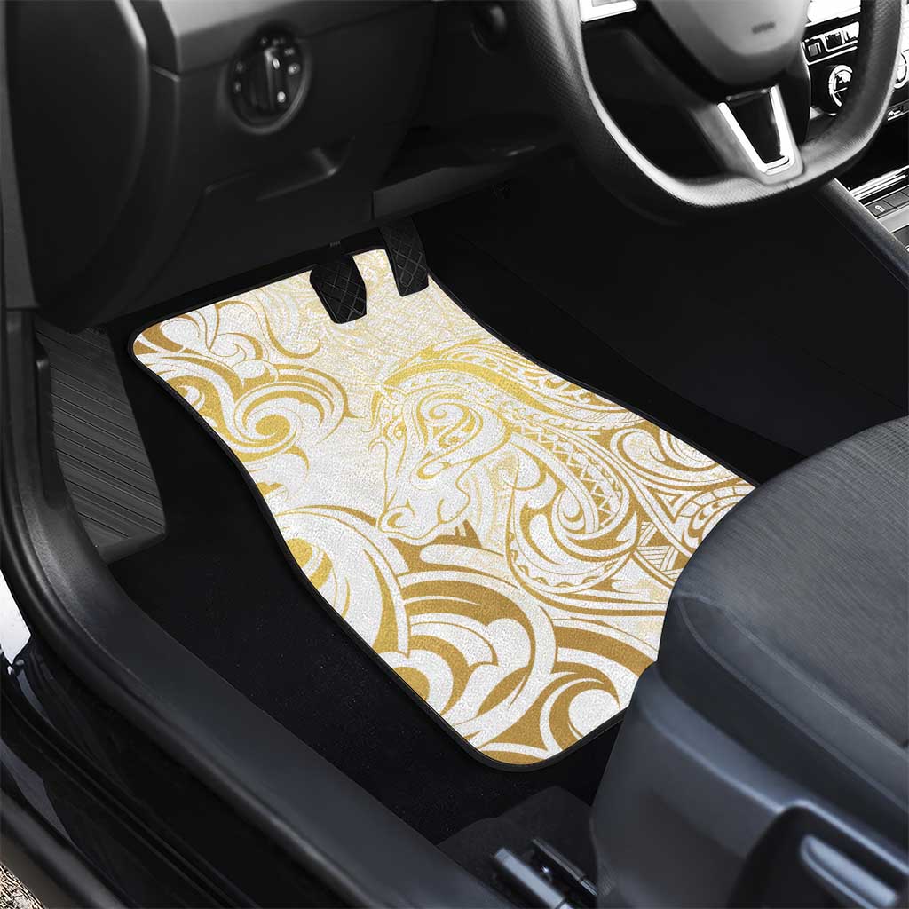 Gold And White Aotearoa Horse Racing Car Mats NZ Maori Pattern LT14 - Polynesian Pride