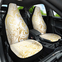Gold And White Aotearoa Horse Racing Car Seat Cover NZ Maori Pattern LT14 One Size White - Polynesian Pride