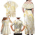 Gold And White Aoteara Horse Racing Family Matching Off Shoulder Maxi Dress and Hawaiian Shirt NZ Maori Pattern