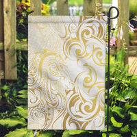 Gold And White Aotearoa Horse Racing Garden Flag NZ Maori Pattern LT14 Garden Flag White - Polynesian Pride