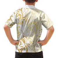 Gold And White Aotearoa Horse Racing Kid Hawaiian Shirt NZ Maori Pattern LT14 - Polynesian Pride