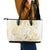 Gold And White Aoteara Horse Racing Leather Tote Bag NZ Maori Pattern