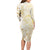 Gold And White Aoteara Horse Racing Long Sleeve Bodycon Dress NZ Maori Pattern