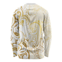 Gold And White Aotearoa Horse Racing Long Sleeve Shirt NZ Maori Pattern LT14 - Polynesian Pride