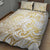 Gold And White Aoteara Horse Racing Quilt Bed Set NZ Maori Pattern