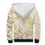 Gold And White Aoteara Horse Racing Sherpa Hoodie NZ Maori Pattern