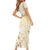 Gold And White Aoteara Horse Racing Short Sleeve Bodycon Dress NZ Maori Pattern