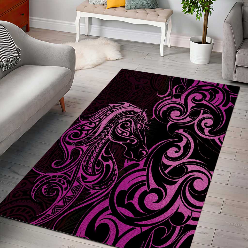 Pink Aotearoa Horse Racing Area Rug NZ Maori Pattern LT14 - Polynesian Pride
