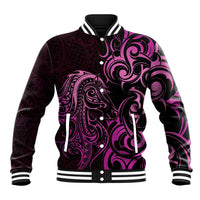 Pink Aotearoa Horse Racing Baseball Jacket NZ Maori Pattern LT14 Unisex Pink - Polynesian Pride