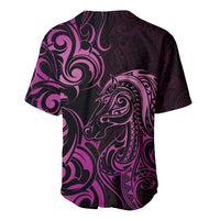 Pink Aotearoa Horse Racing Baseball Jersey NZ Maori Pattern LT14 - Polynesian Pride